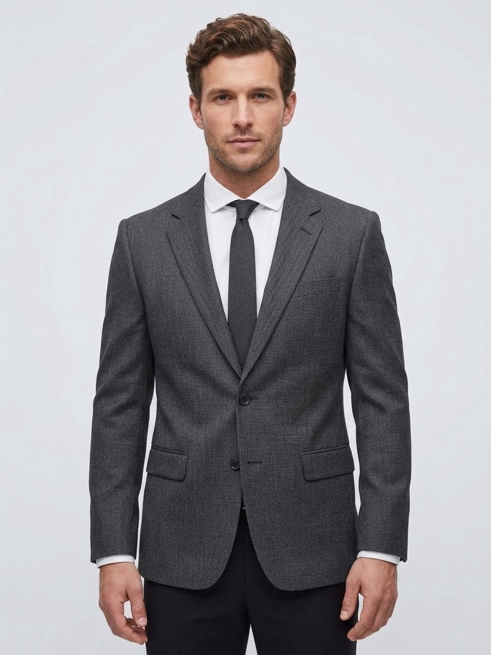 HUGO BOSS Men's Wool Modern Fit Grand Central Blazer Jacket - Charcoal Grey, 40R